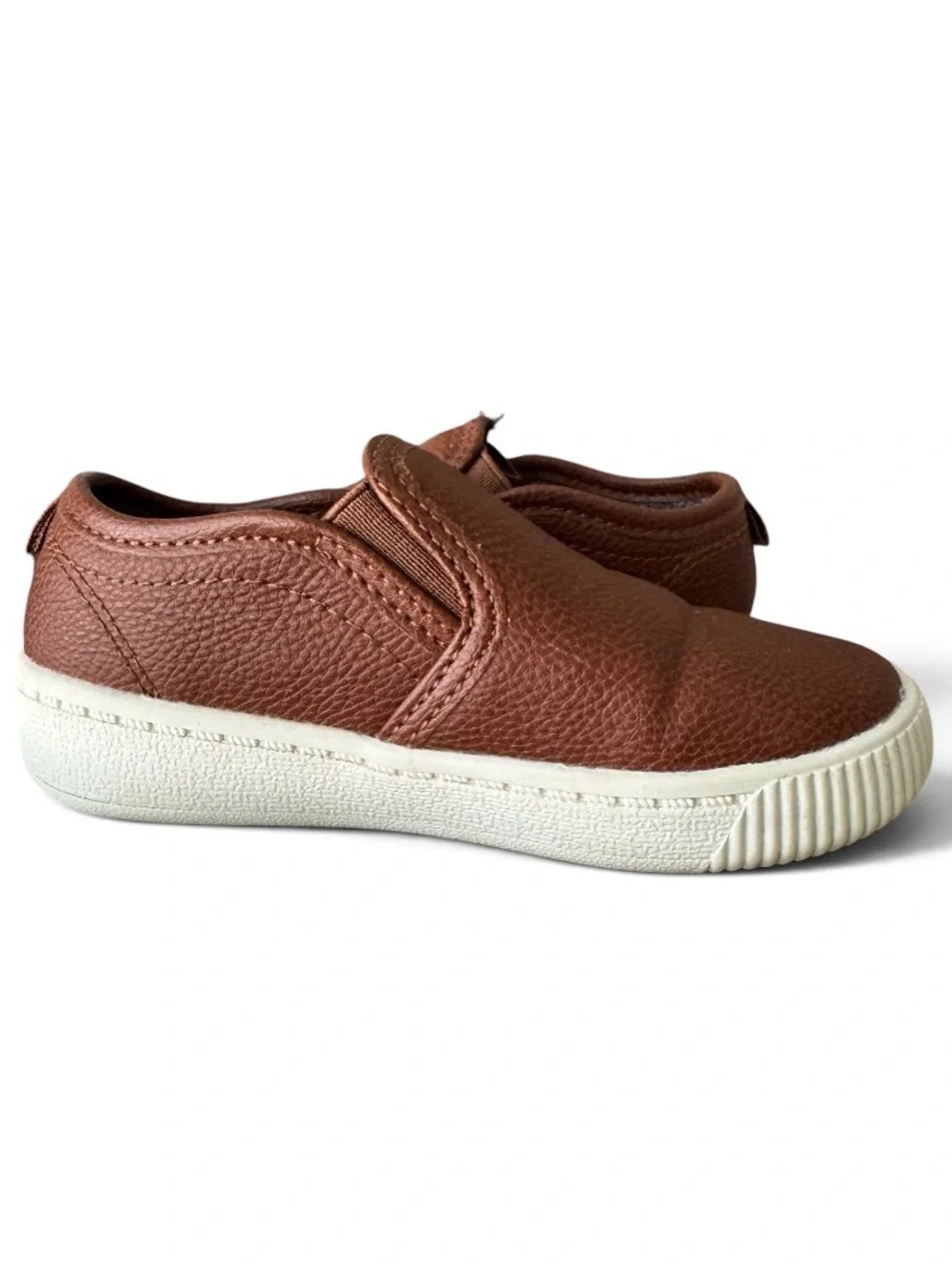 Carter's Ricky Toddler Boys Brown Faux Leather Slip On Sneakers Shoes GUC Size 8